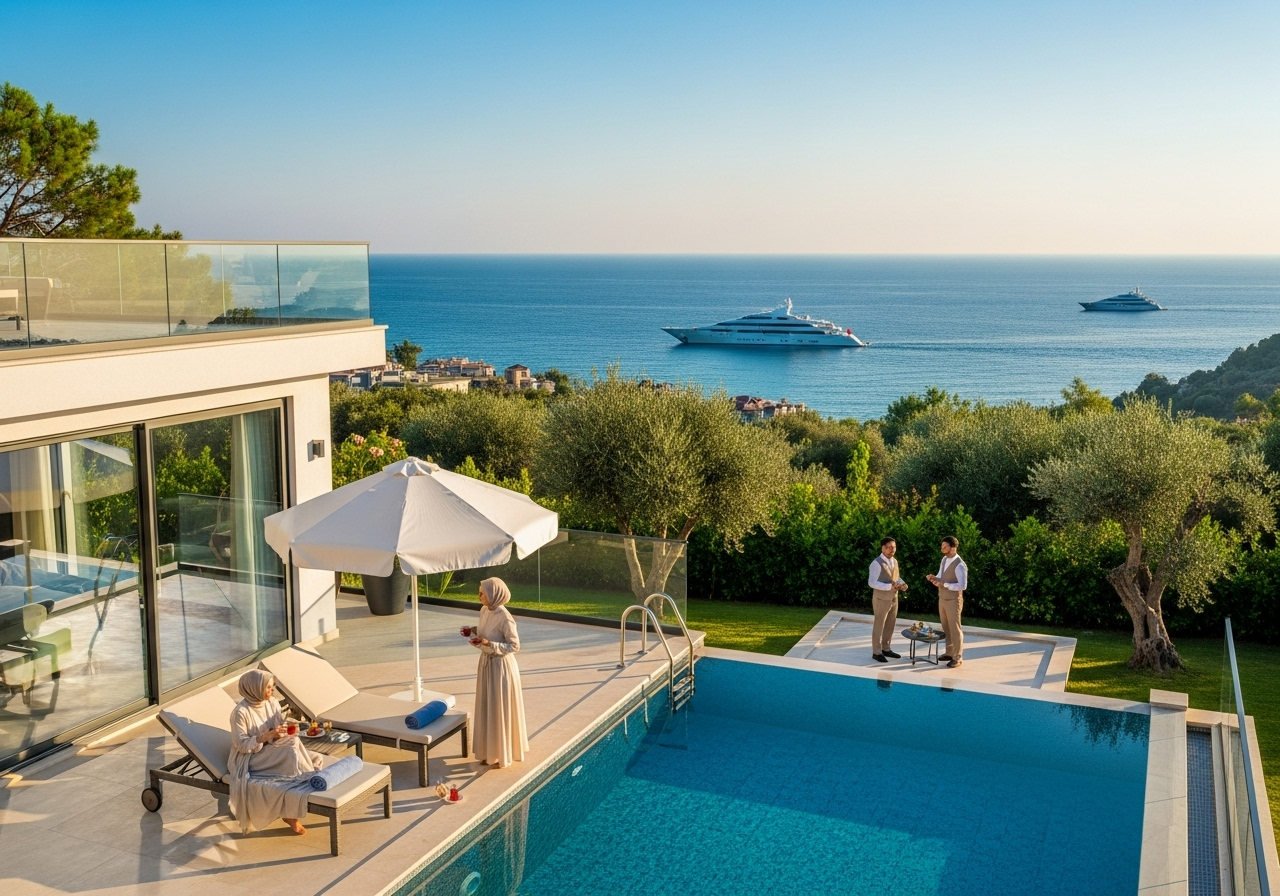 Luxury villa for rent in Antalya with private pool and Mediterranean sea view