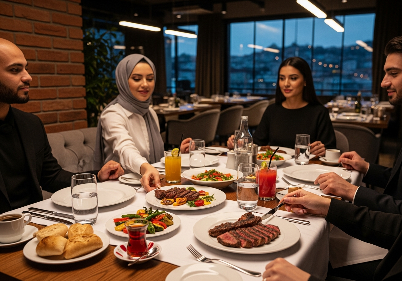 شريحة ستيك توماهوك فاخرة يتم تقطيعها في أحد افضل مطاعم الستيك في اسطنبول، مما يعكس تجربة عشاء استثنائية.