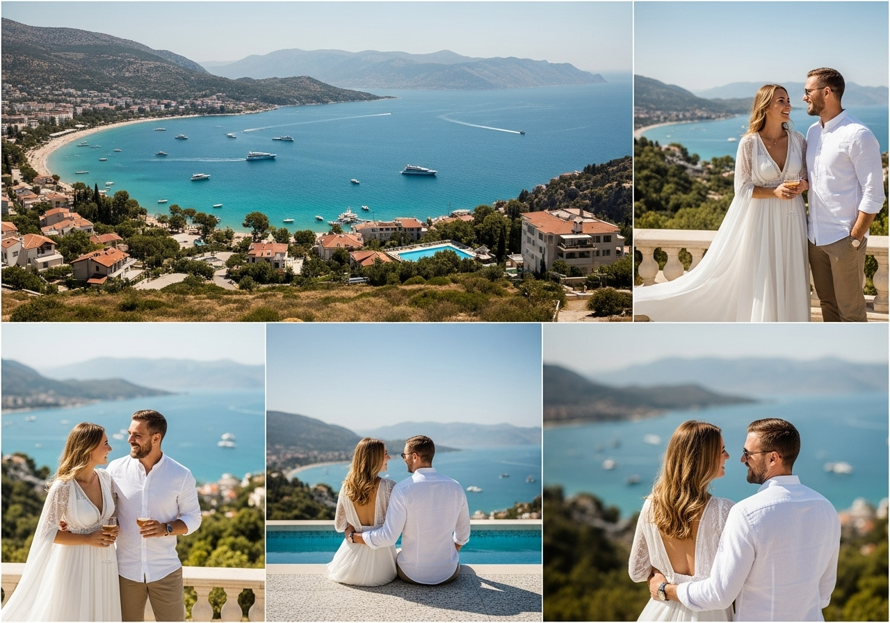 باقة سياحية فاخرة ورومانسية لشخصين في تركيا، تظهر زوجين يستمتعان بمنظر طبيعي خلاب