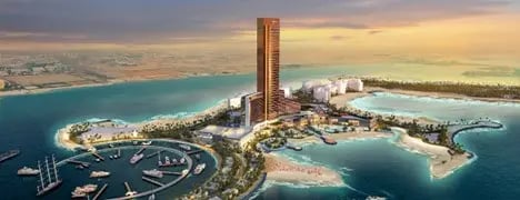 تصوير جوي لرأس الخيمة وقت الغروب