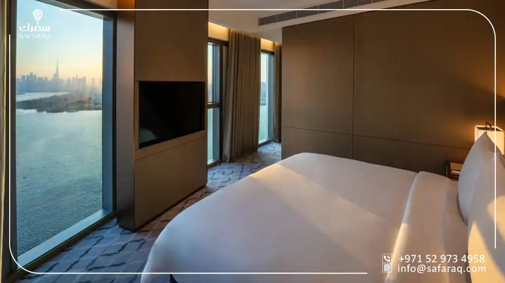 A luxury hotel room with a view in Dubai
