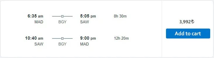 airline ticket with stops