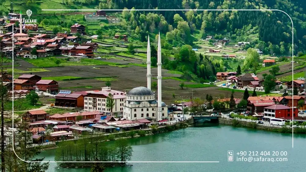 uzungol lake in trabzon and the mosque