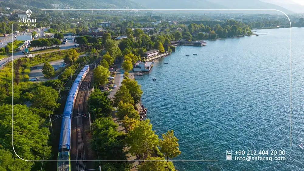 the train beside sapanca lake in turkiye