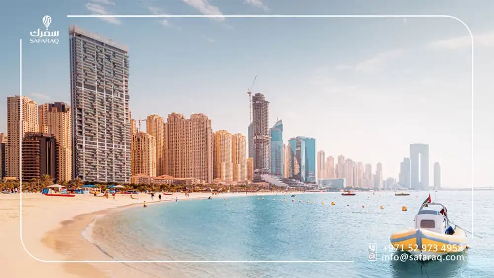 Dubai open beach at sunset