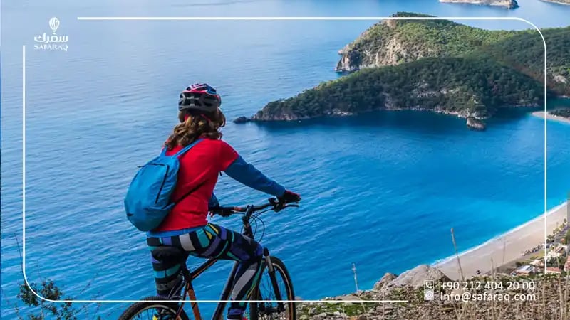 tourist riding a bike in fethiye