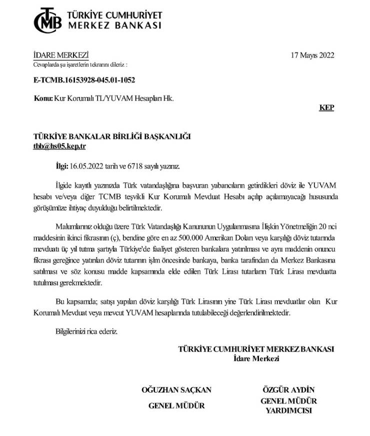 Law of obtaining Turkish citizenship in exchange for a bank deposit