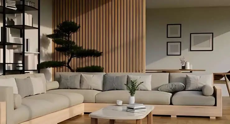 wood lined partition wall