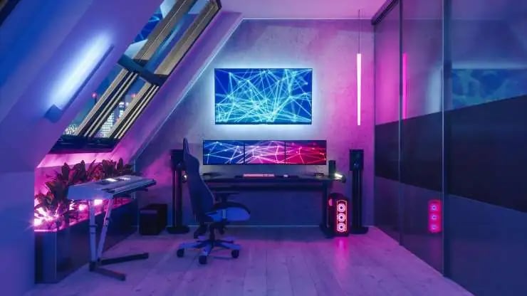 gaming room with vibrant color