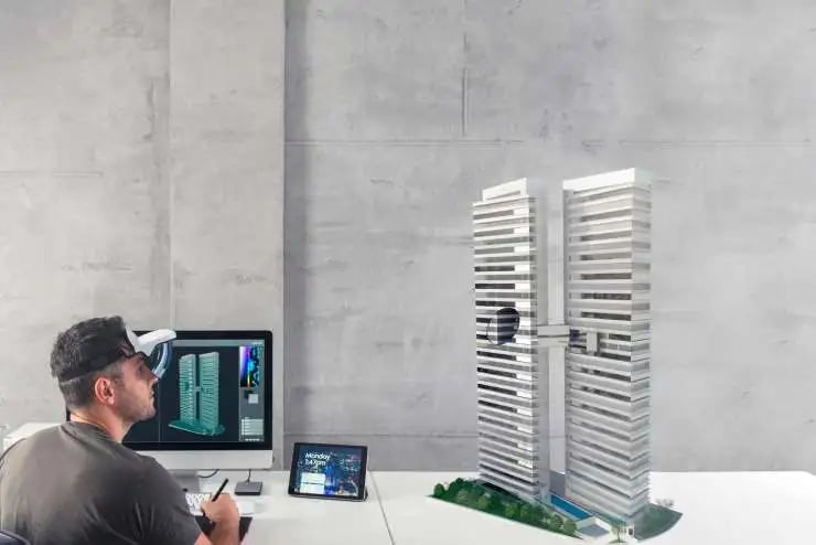 Architect create new building exterior design