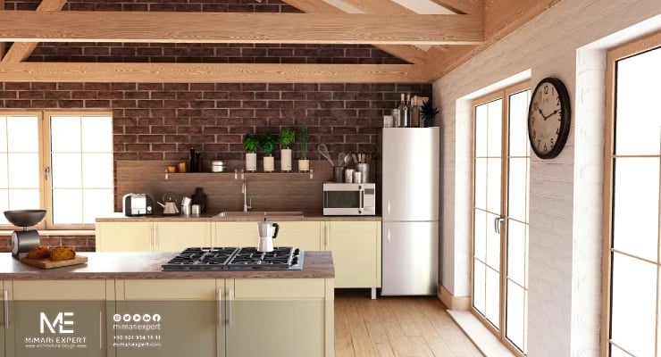 المطبخ المفتوح مع الجزيرة