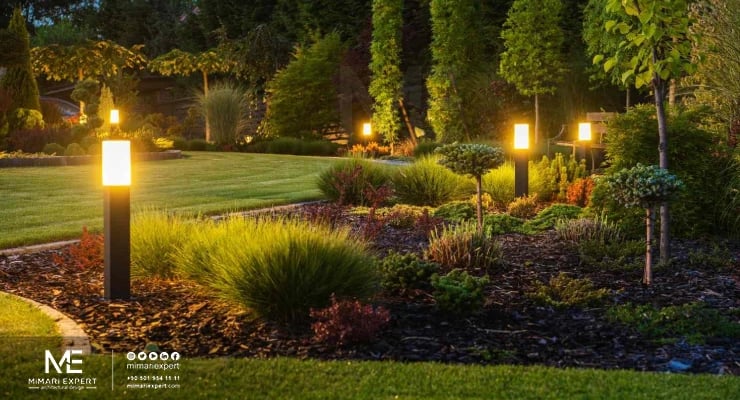 توزيع الإضاءة في مساحة الخارجية