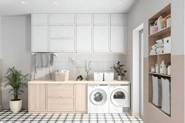 fun floor in the laundry room