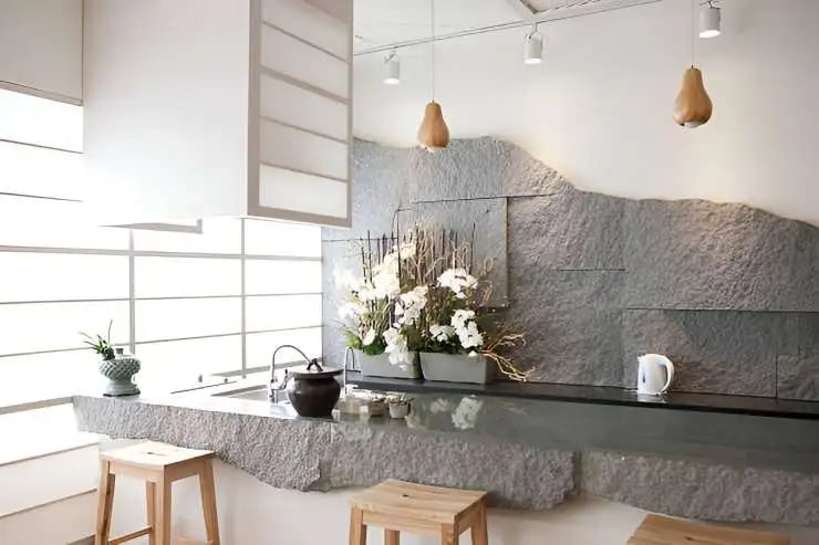 Modern Home Kitchen stylished with natural stone