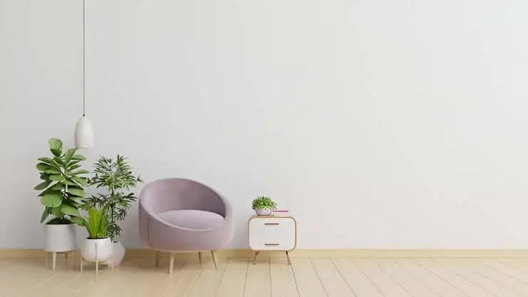 White wall with armchair in living room