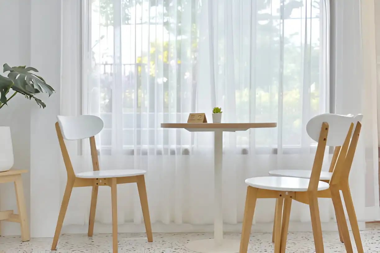 sheer curtains in a spacious room