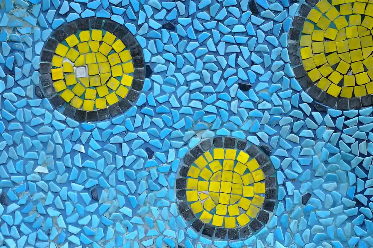 Colorful Ceramic Circle mosaic in pool