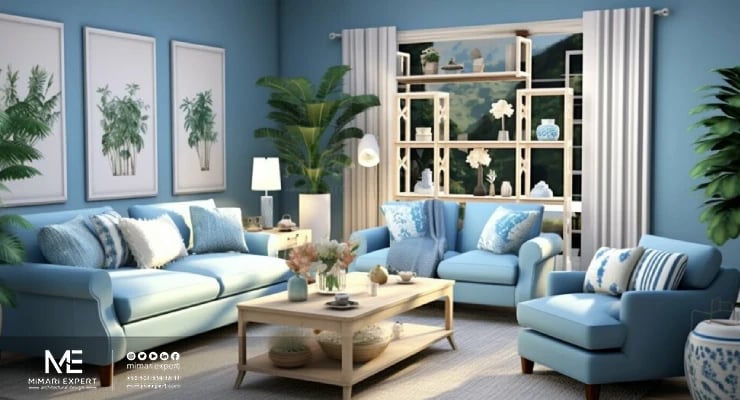 اللون الأزرق في الديكور الداخلي