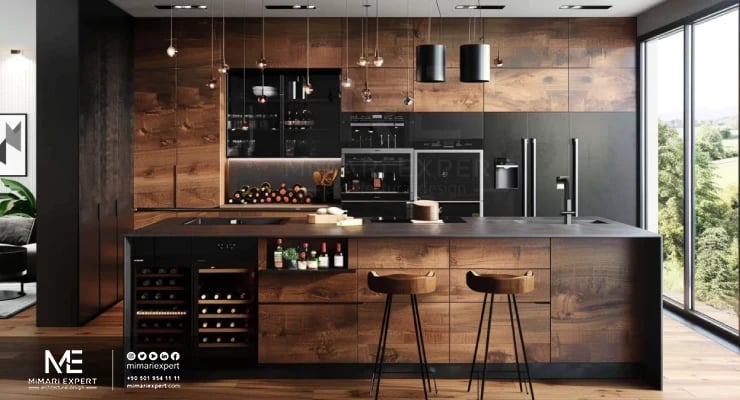 أحدث تصاميم مطابخ الخشبية بالصور