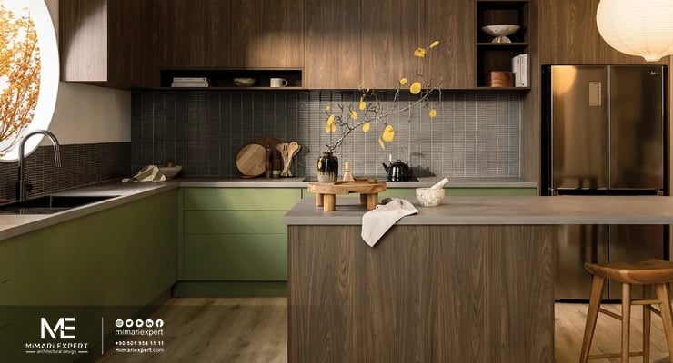 ديكور مطبخ بألوان الأرض الطبيعية