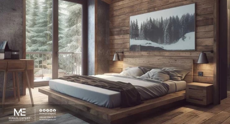 تصميمات غرف النوم الخشب بالصور