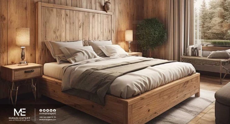 غرف النوم الخشب بالصور