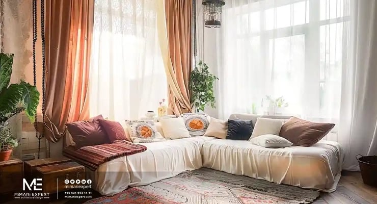 الستائر في الديكور البوهيمي