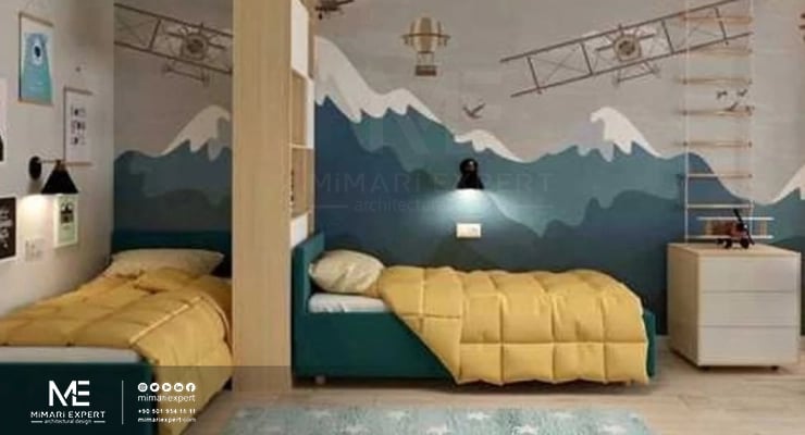 غرفة نوم أطفال بسريرين