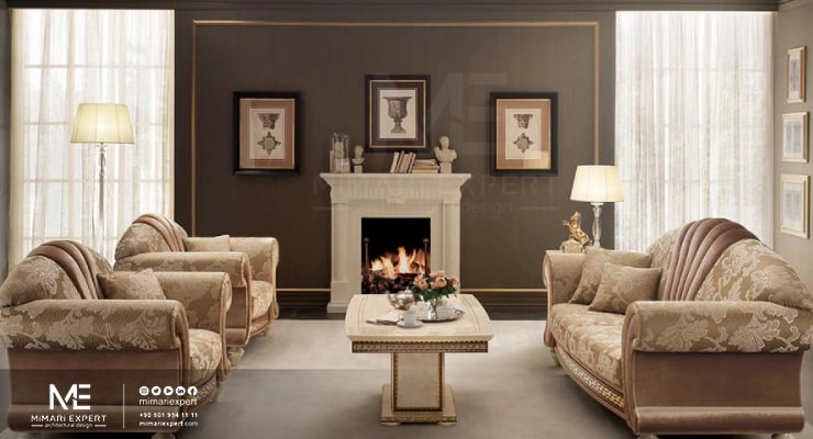تصميم غرف جلوس كلاسيك