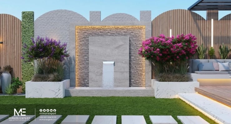 حدائق مائية مع شلالات ونوافير