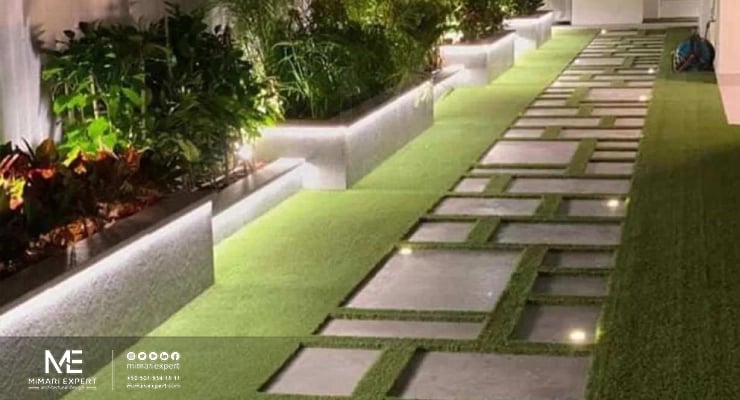 ممرات مضيئة بإضاءة أرضية حديثة