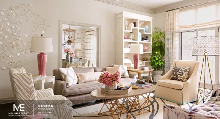 الألوان المحايدة لغرفة الجلوس