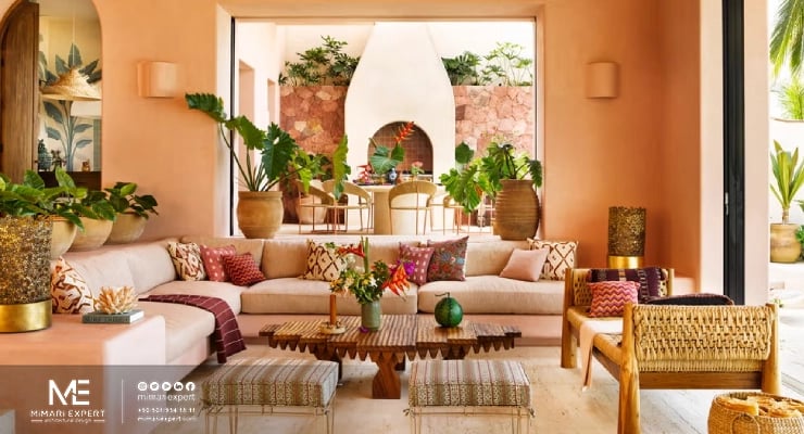 الألوان الدافئة لغرفة الجلوس