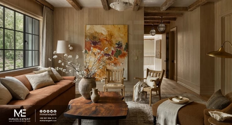 الألوان الترابية لغرفة الجلوس