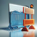 Clôtures, circulation, plastique, rempli d'eau