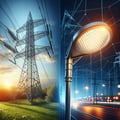 Power lines and transmission towers
