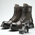 Military ankle boots with metal toe-cap